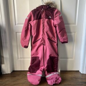 H&M Pink- Furry hood Ski/snow waterproof suit